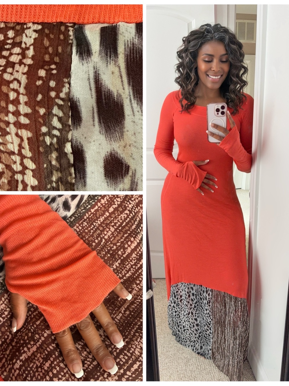 BCBGMaxAzria Upcycled Aurela Dress with Animal Print Panel
